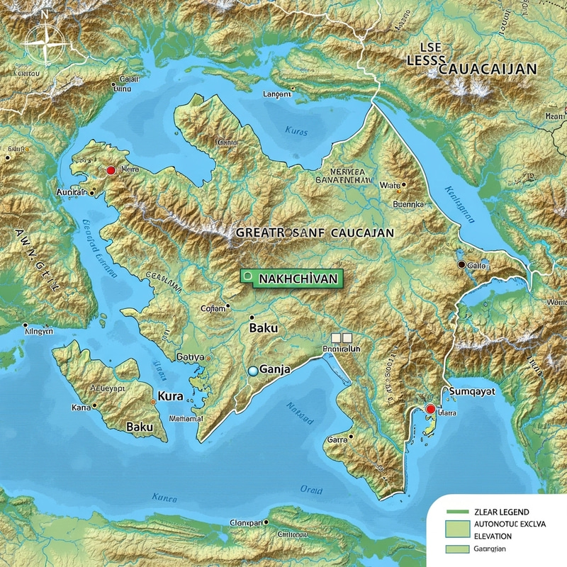 Detailed Topographic Map of Azerbaijan Featuring Nakhchivan Detailed Topographic Map of Azerbaijan Featuring Nakhchivan