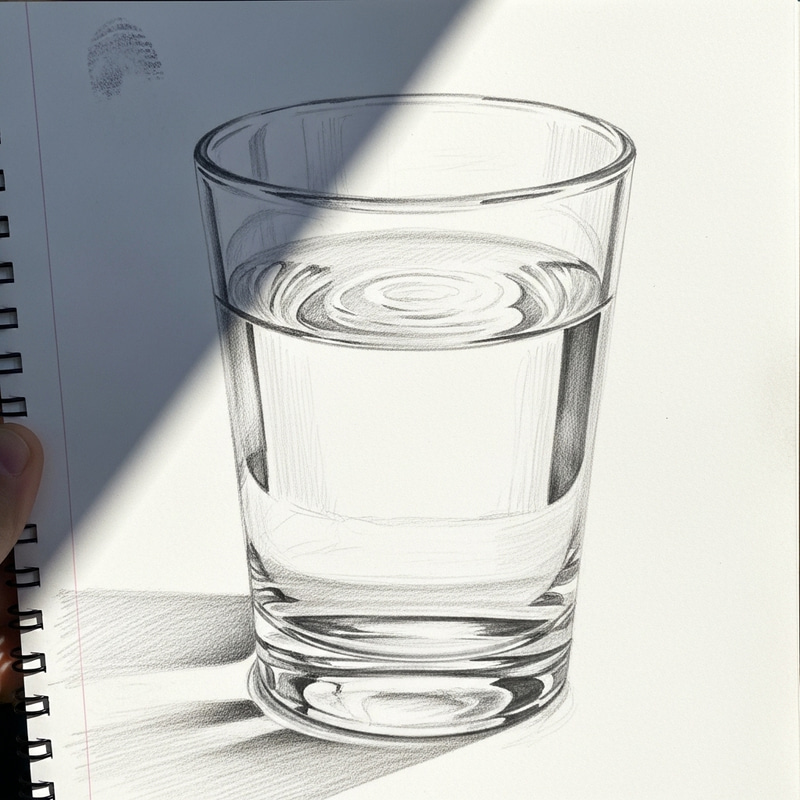 Hand-drawn Water Glass Sketch by Grade 12 Student