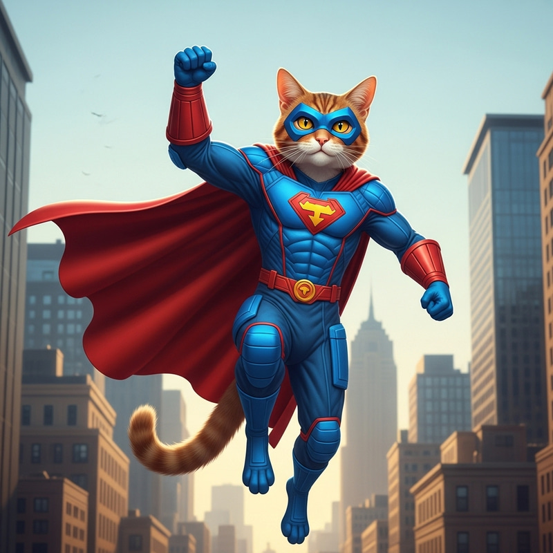 Superhero Cat: Feline Power Ready for Action