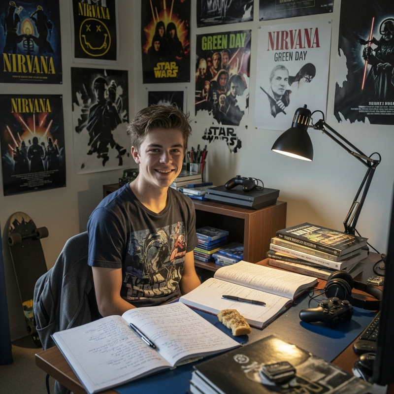 Teenage Boy Profile Picture: 15-Year-Old Facebook Portrait in Bedroom Teenage Boy Profile Picture: 15-Year-Old Facebook Portrait in Bedroom