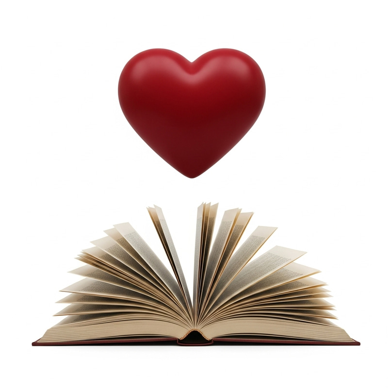 Majestic Red Heart and Open Book | Narrative of Love and Magic Majestic Red Heart and Open Book | Narrative of Love and Magic