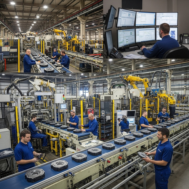 Realistic Industrial Production Process with Employees in Large Facility