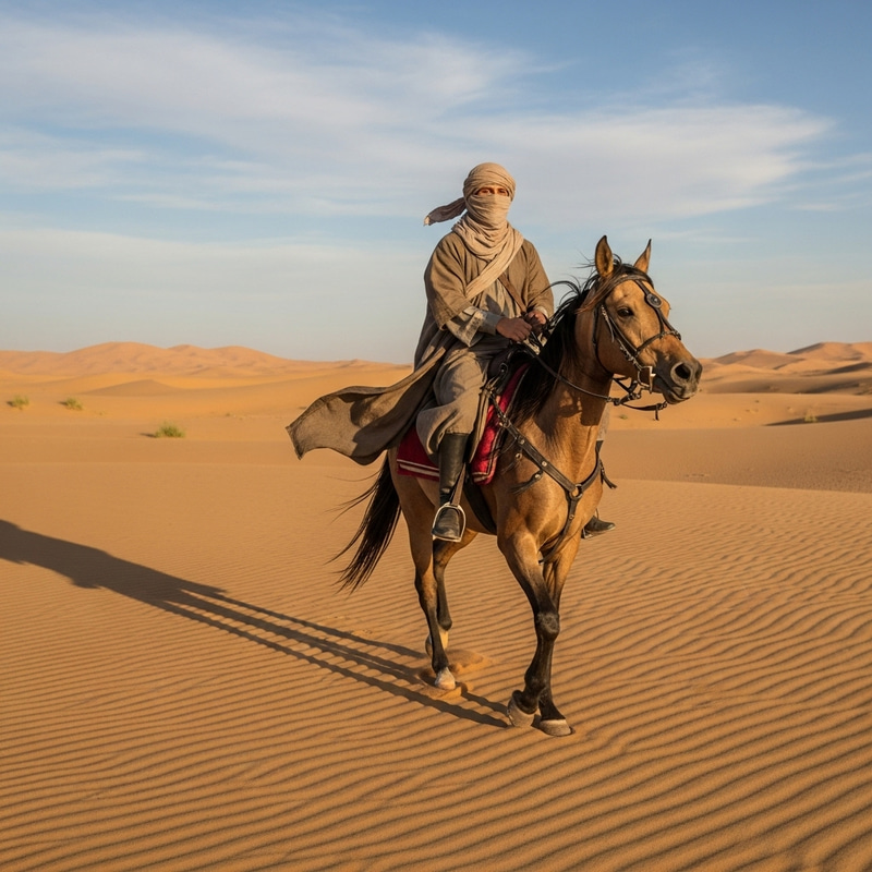 Masked Companion Riding in Pre-Islamic Desert Masked Companion Riding in Pre-Islamic Desert
