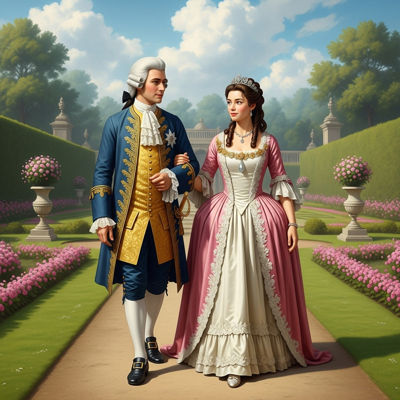 King George III & Queen Charlotte in Royal Garden King George III & Queen Charlotte in Royal Garden