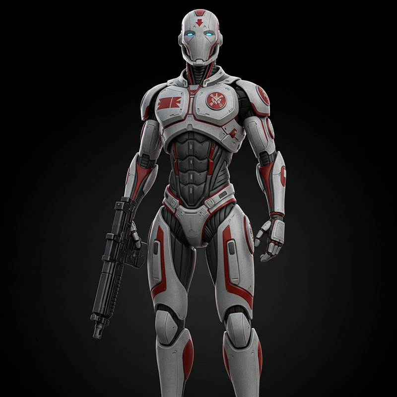 Sci-Fi Soldier Robot - Resembles Star Wars Design - Full Body View Sci-Fi Soldier Robot - Resembles Star Wars Design - Full Body View