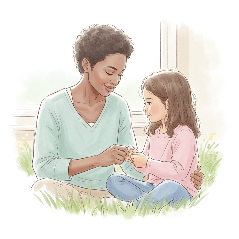 Mother-Daughter Bonding in Soft Pastel Watercolors Mother-Daughter Bonding in Soft Pastel Watercolors