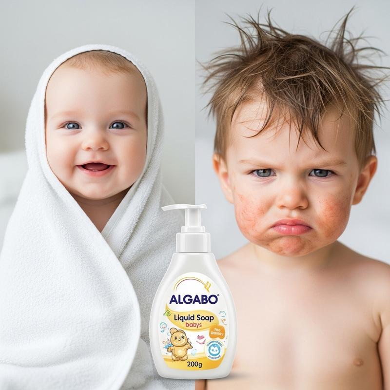 Contrasting Baby Moments with Algabo 200g Liquid Soap - Refreshing & Pure Contrasting Baby Moments with Algabo 200g Liquid Soap - Refreshing & Pure