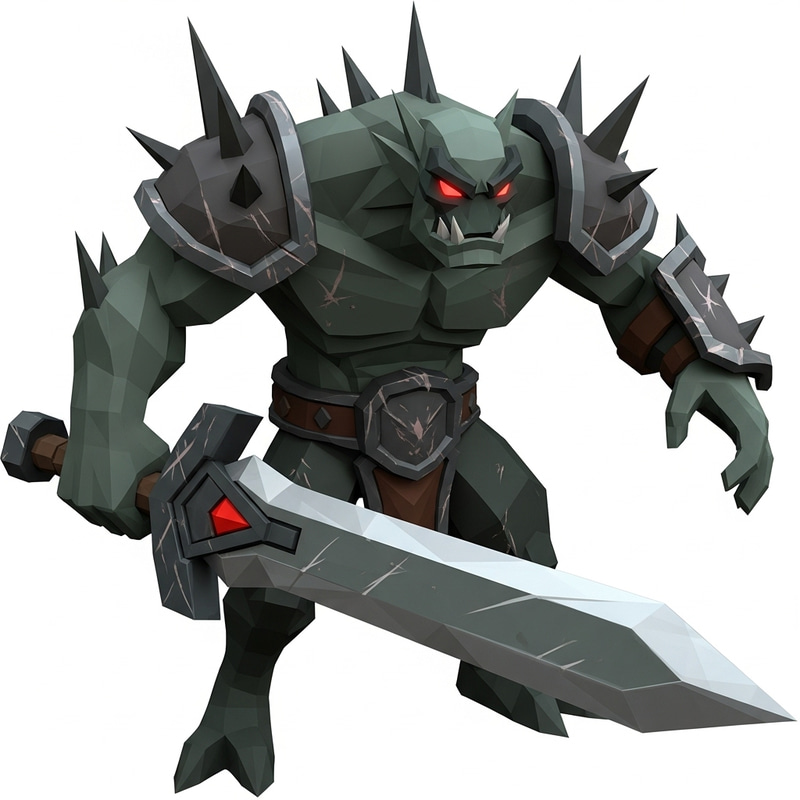 Low Poly 3D Antagonist Creature with Sword Low Poly 3D Antagonist Creature with Sword