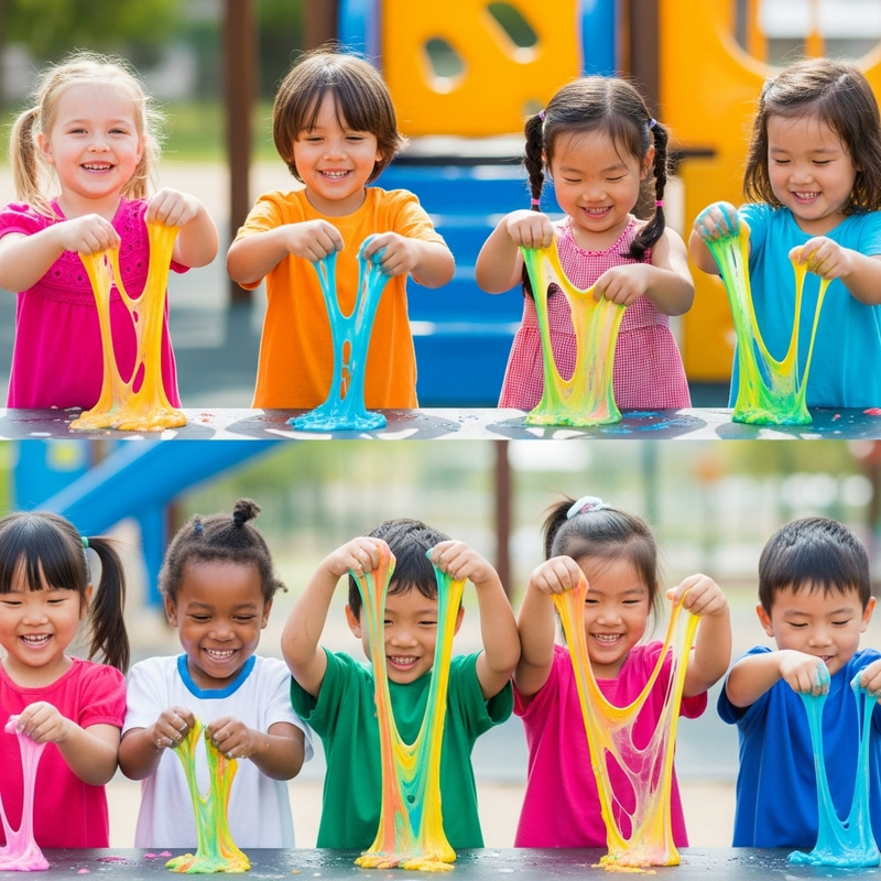 Engaging Kids Playing with Colorful Slime | Happy Scene Engaging Kids Playing with Colorful Slime | Happy Scene