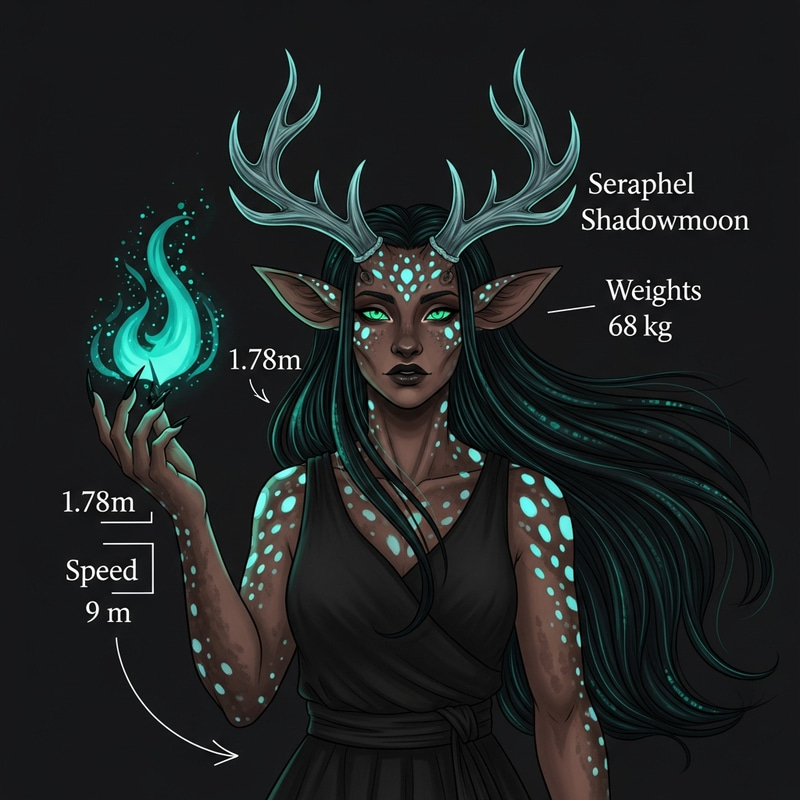 Seraphel Shadowmoon: Intriguing Tiefling with Deer-Like Antlers Seraphel Shadowmoon: Intriguing Tiefling with Deer-Like Antlers