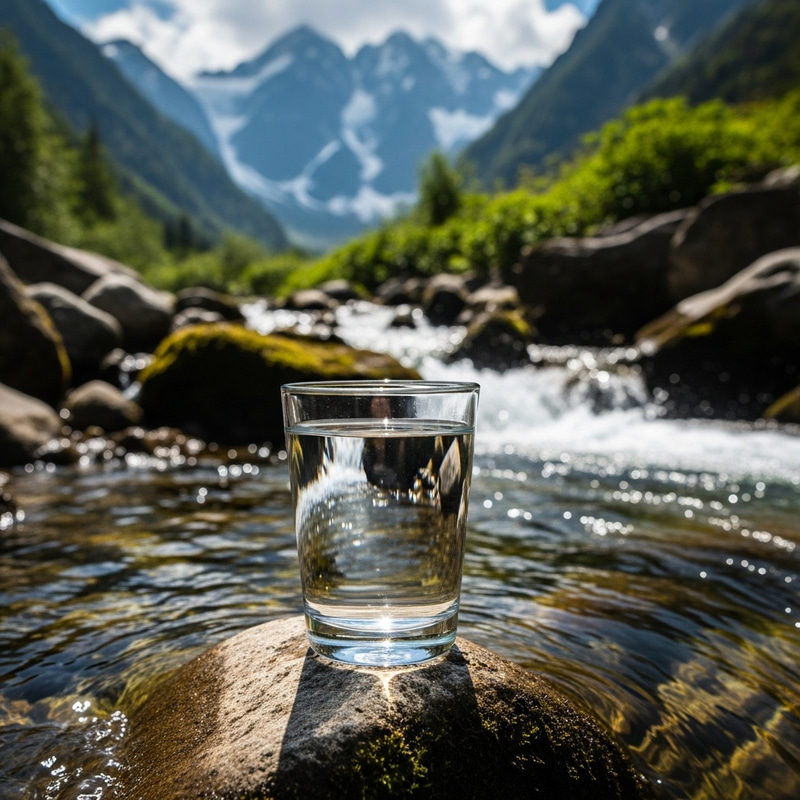 Crystal Clear Water on Rock - Tranquil Mountain Stream Crystal Clear Water on Rock - Tranquil Mountain Stream