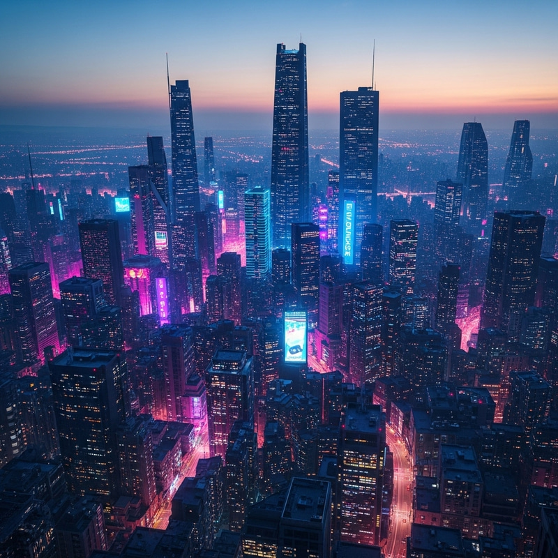 Vibrant Cyberpunk Cityscape at Dusk | Neon Futuristic Metropolis