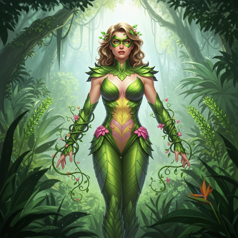 Blonde Wavy Transgender: Plant Power Superheroine in Green, Yellow, or Pink Blonde Wavy Transgender: Plant Power Superheroine in Green, Yellow, or Pink
