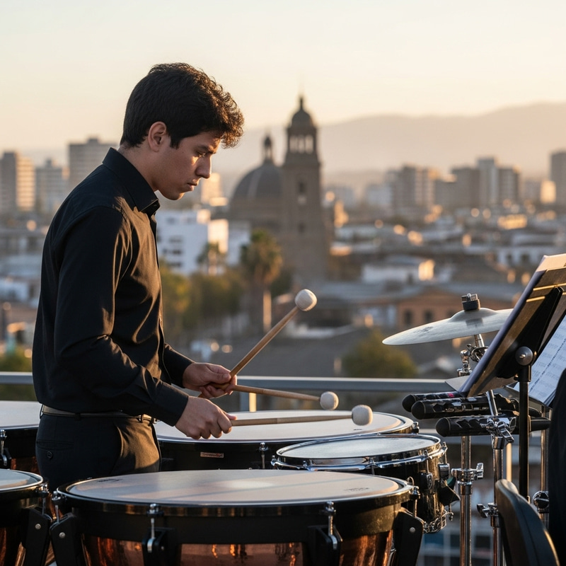 Percussionist Performing Orchestra Concert in Coquimbo/La Serena, Chile