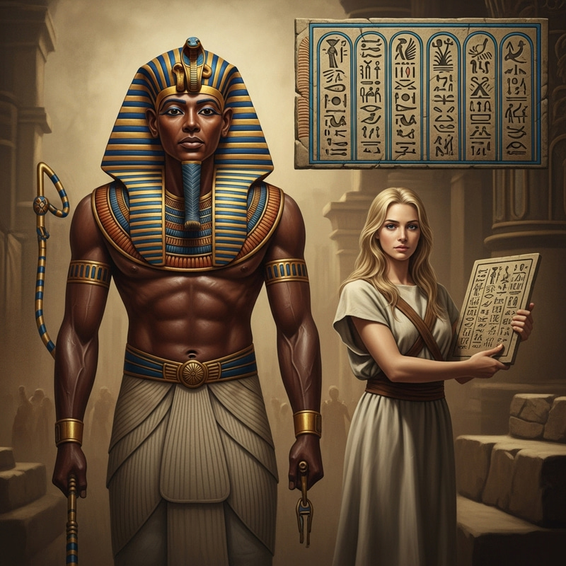 Ancient Egyptian Pharaoh with Blonde Woman Ancient Egyptian Pharaoh with Blonde Woman
