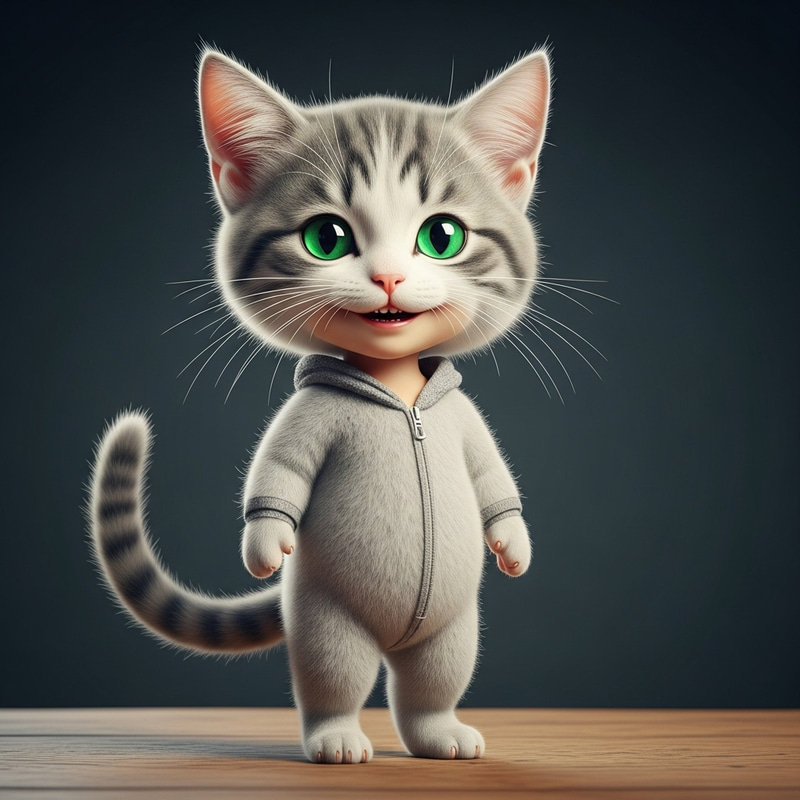 Unique Human-Cat Fusion Child with Enchanting Features Unique Human-Cat Fusion Child with Enchanting Features