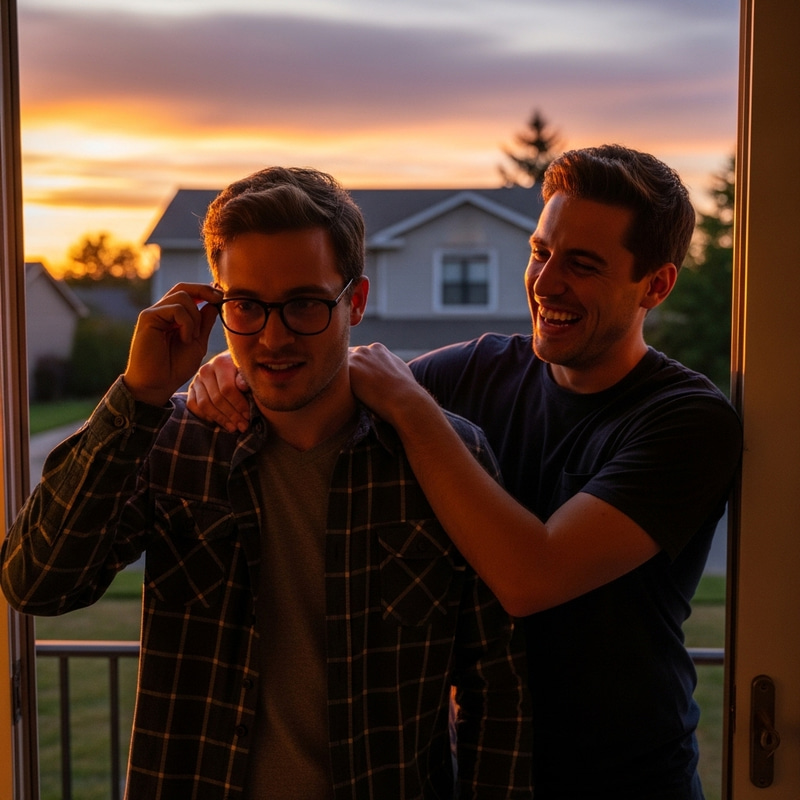 Heartwarming Scene: Friends Watching Sunset Together