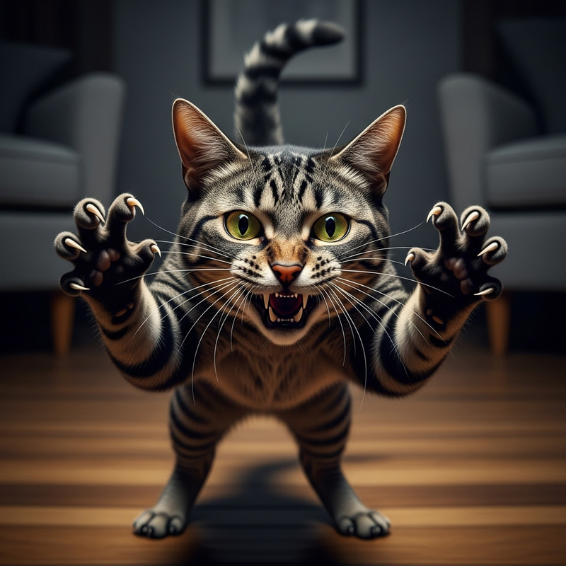Disturbed Cat: Intense Gaze of a Psychopathic Feline Disturbed Cat: Intense Gaze of a Psychopathic Feline