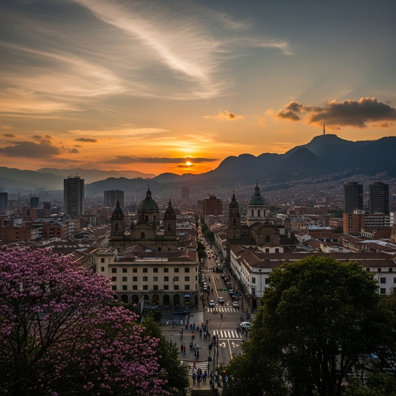 Scenic Sunset View of Bogota, Colombia - Vibrant Cityscape Scenic Sunset View of Bogota, Colombia - Vibrant Cityscape