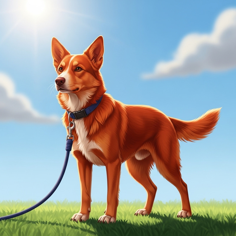 Bright Red Dog on Green Grass | Medium-Sized Mixed Breed Bright Red Dog on Green Grass | Medium-Sized Mixed Breed