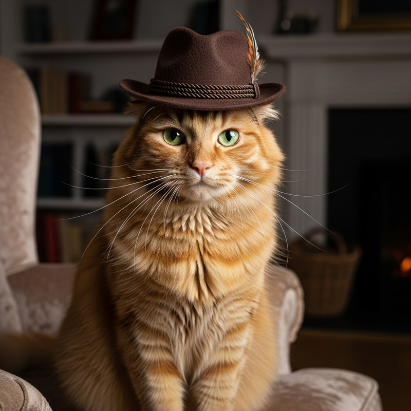 Cute Cat in Cap - Stylish Feline Image Cute Cat in Cap - Stylish Feline Image