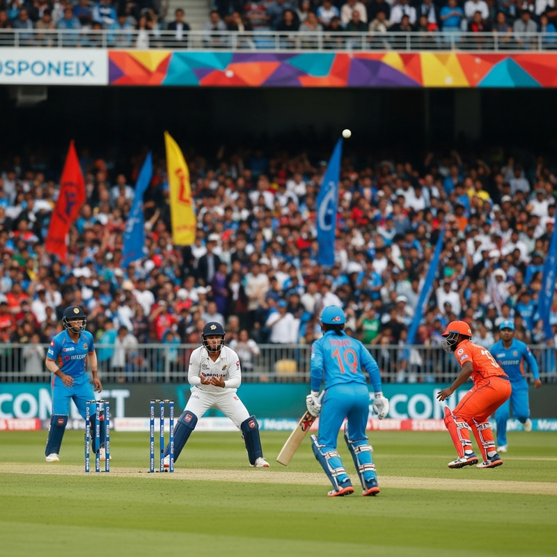 Thrilling Cricket Match with Vibrant Energy
