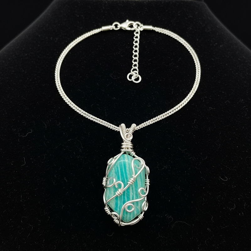Amazonite Crystal Wire Necklace Amazonite Crystal Wire Necklace