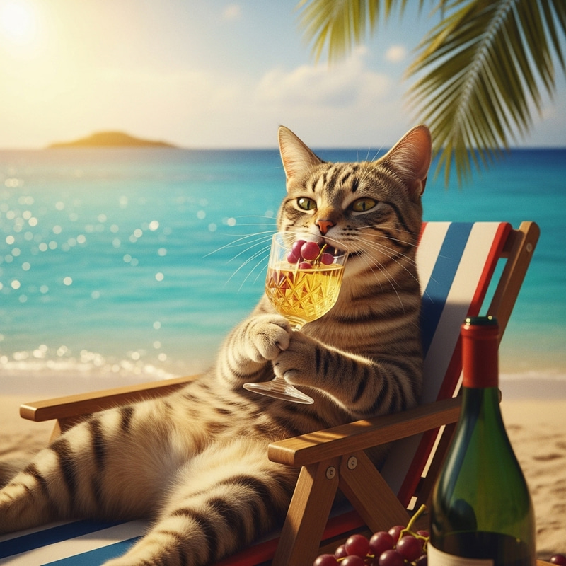 Playful Cat Lounging on Tropical Island | Nostalgic Fine Art Photography Playful Cat Lounging on Tropical Island | Nostalgic Fine Art Photography