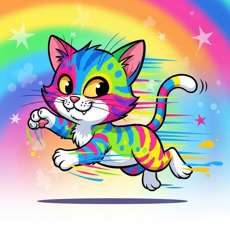 Vibrant Motion of Cartoon Kitten Vibrant Motion of Cartoon Kitten