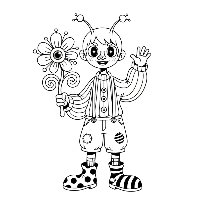 Kooky and Whimsical Androgynous Character Illustration Kooky and Whimsical Androgynous Character Illustration