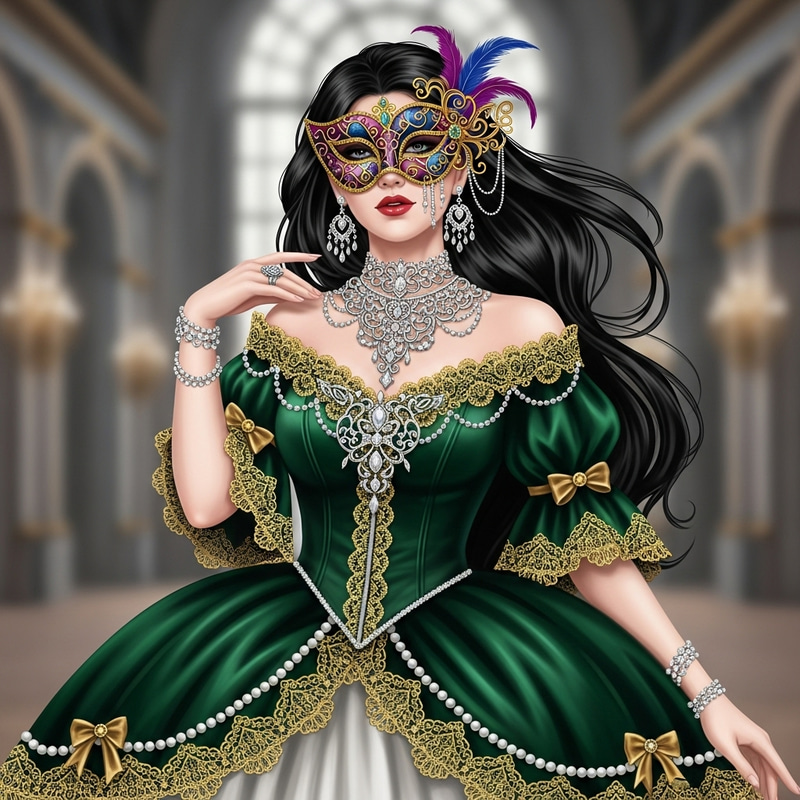 Elegant French Lady in Victorian Masquerade Elegant French Lady in Victorian Masquerade