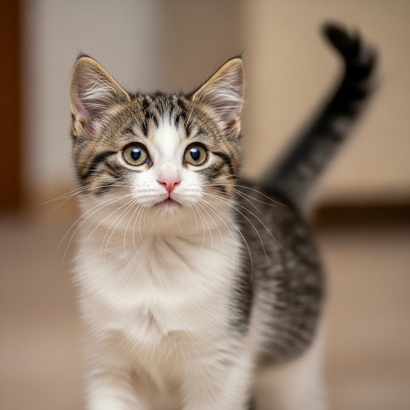 Adorable Domestic Cat with Fluffy Fur | Playfully Curious Adorable Domestic Cat with Fluffy Fur | Playfully Curious