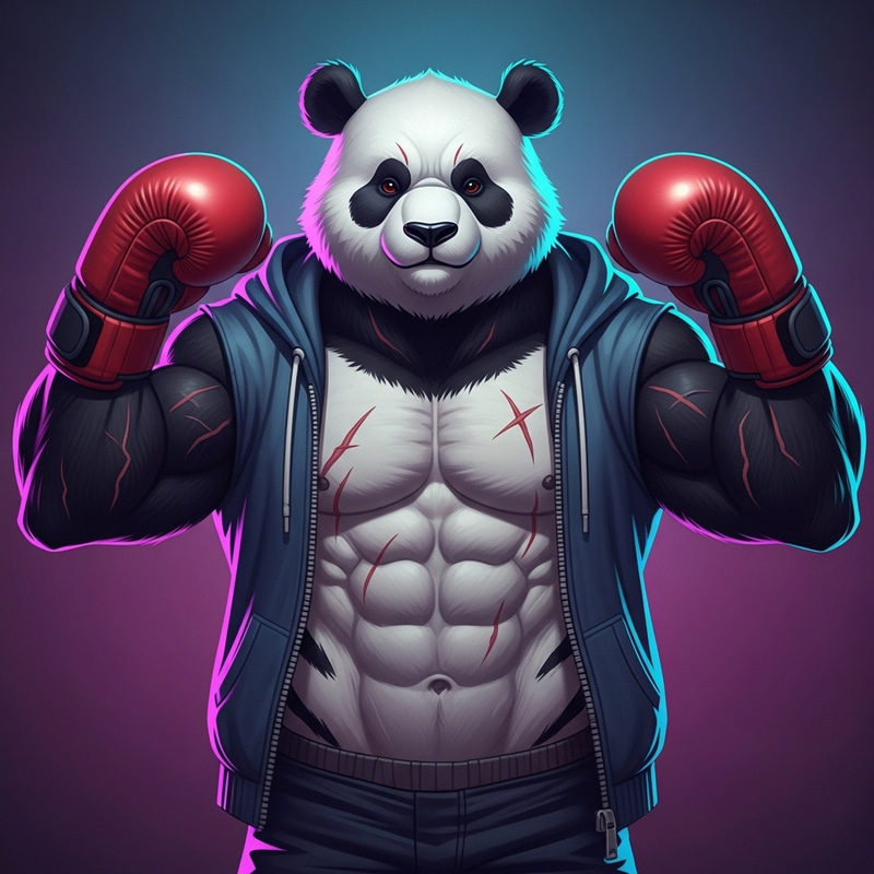 Powerful Panda Human Hybrid with Muscular Arms Powerful Panda Human Hybrid with Muscular Arms