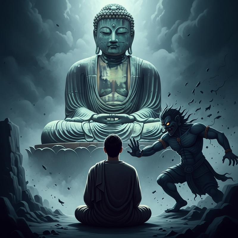 Buddha Facing Evil: Struggle of Good and Bad Buddha Facing Evil: Struggle of Good and Bad