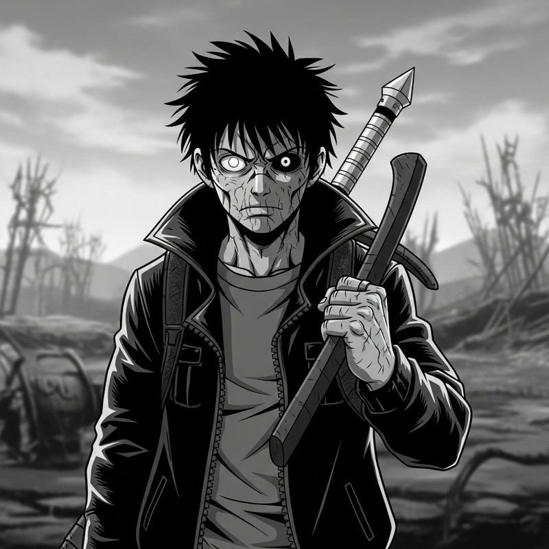 Brutal Black and White Portrait in Apocalyptic World Brutal Black and White Portrait in Apocalyptic World