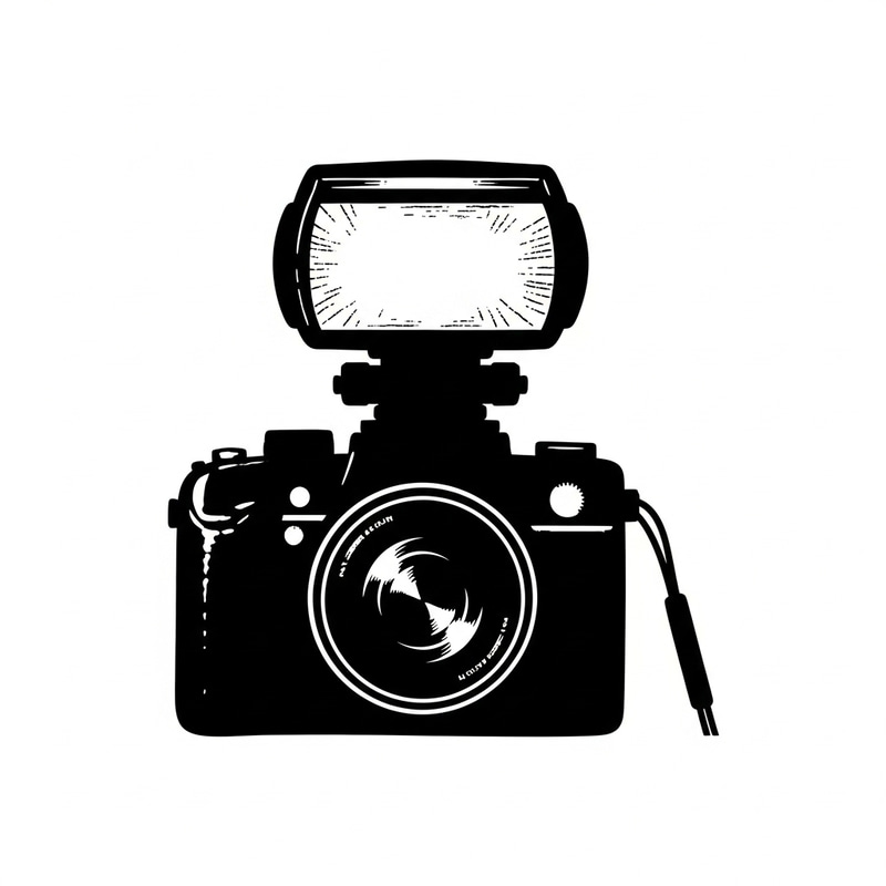 Camera Flash Silhouette Drawing