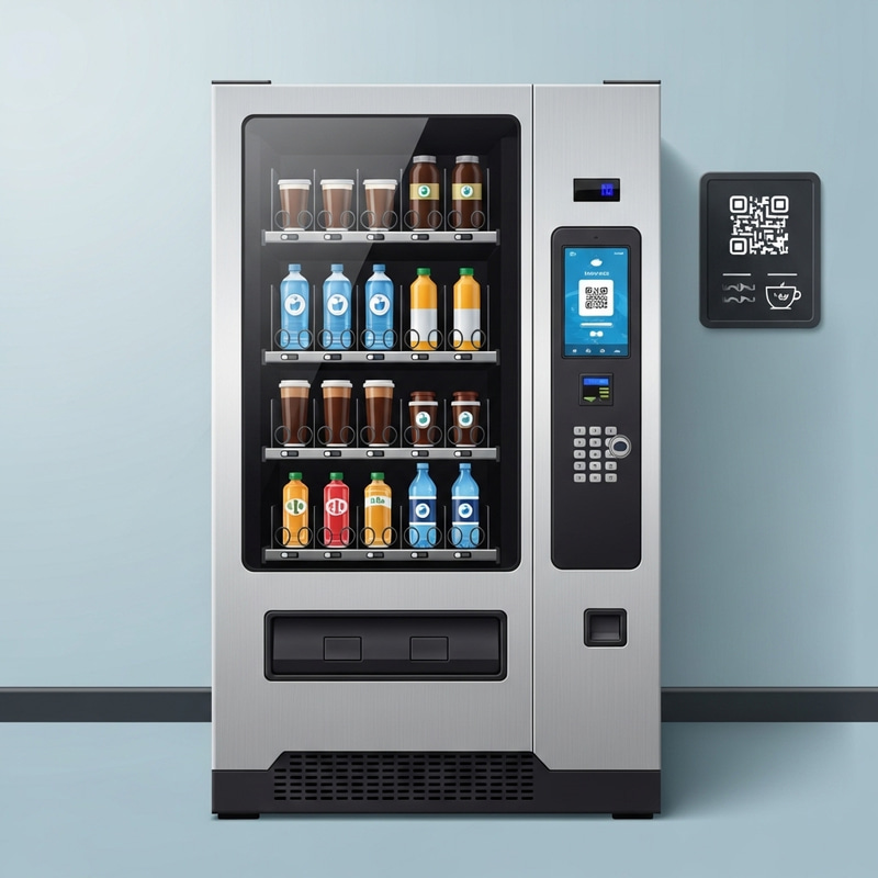 Innovative Modern Vending Machine with Sleek Touchscreen Interface Innovative Modern Vending Machine with Sleek Touchscreen Interface