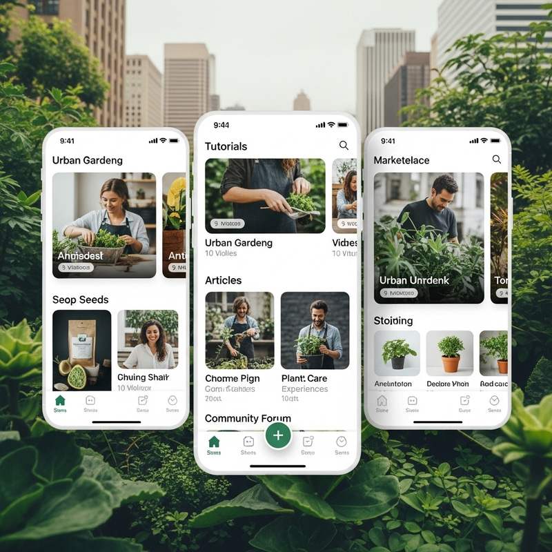 Urban Gardening App: Resources, Tutorials, Marketplace