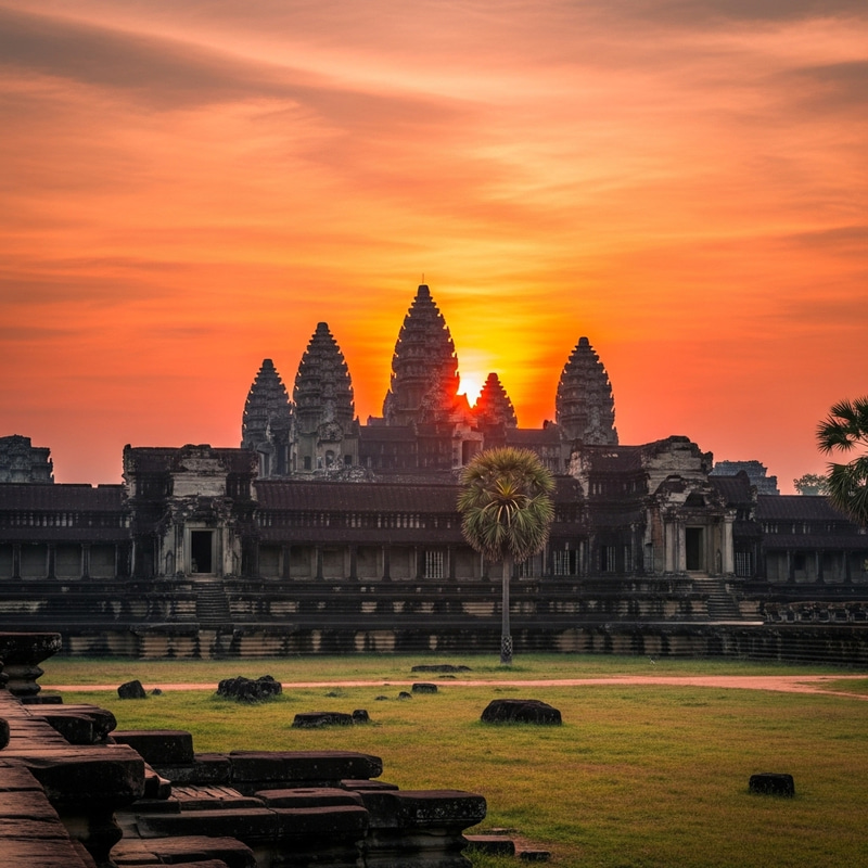 Angkor Wat Sunrise Landscape: Ancient Temple Elegance