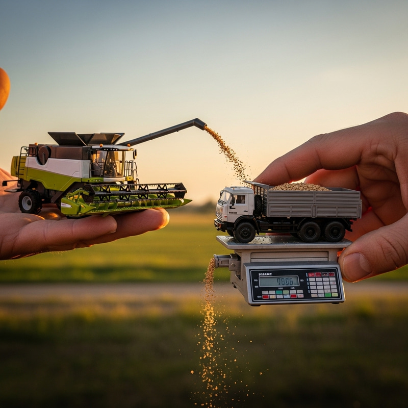 Grain Transfer from Combine Harvester to KamAZ Truck Grain Transfer from Combine Harvester to KamAZ Truck