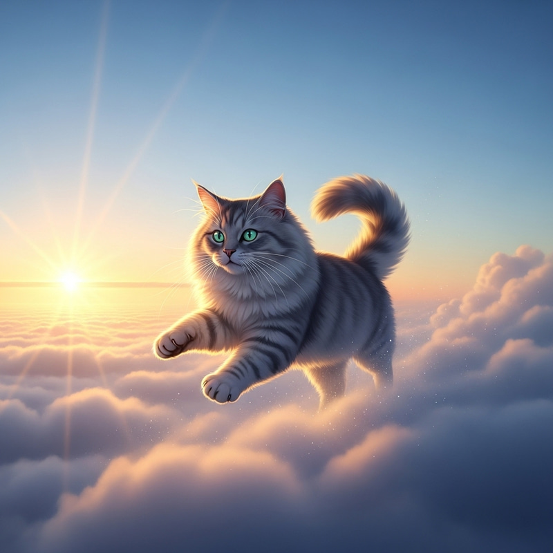 Cat Emerging from Clouds - Mysterious and Captivating
