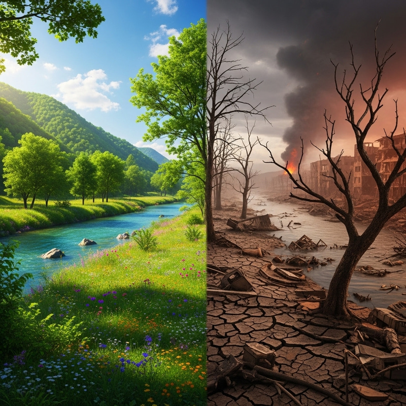 Contrasting Landscapes: Beauty vs. Destruction Contrasting Landscapes: Beauty vs. Destruction