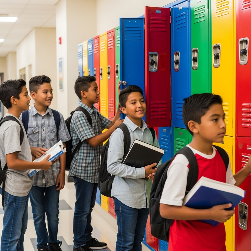 Native American Boys in Middle School Hallway Native American Boys in Middle School Hallway