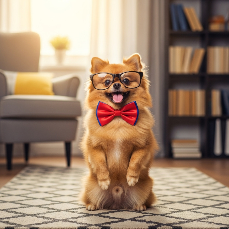 Funny Dog in Comical Outfit | Playful Canine Scene Funny Dog in Comical Outfit | Playful Canine Scene