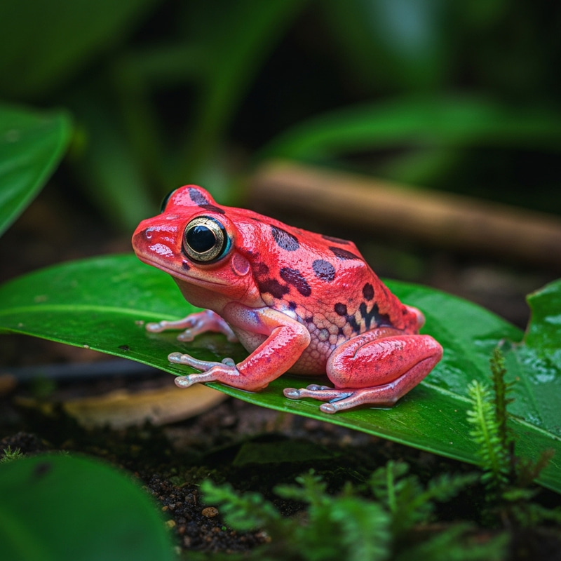 Vivid Pink Colored Frog in Tropical Rainforest Vivid Pink Colored Frog in Tropical Rainforest