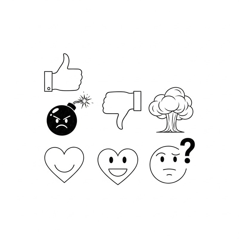 Minimalist Fine Line Emojis in Elegant Black Ink