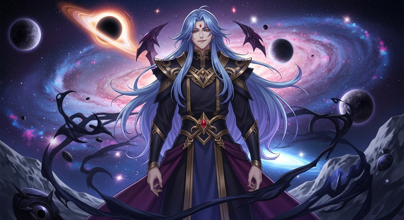 Emperor Kayn | Mystical Galaxy Ruler with Blue Purple Hair Emperor Kayn | Mystical Galaxy Ruler with Blue Purple Hair