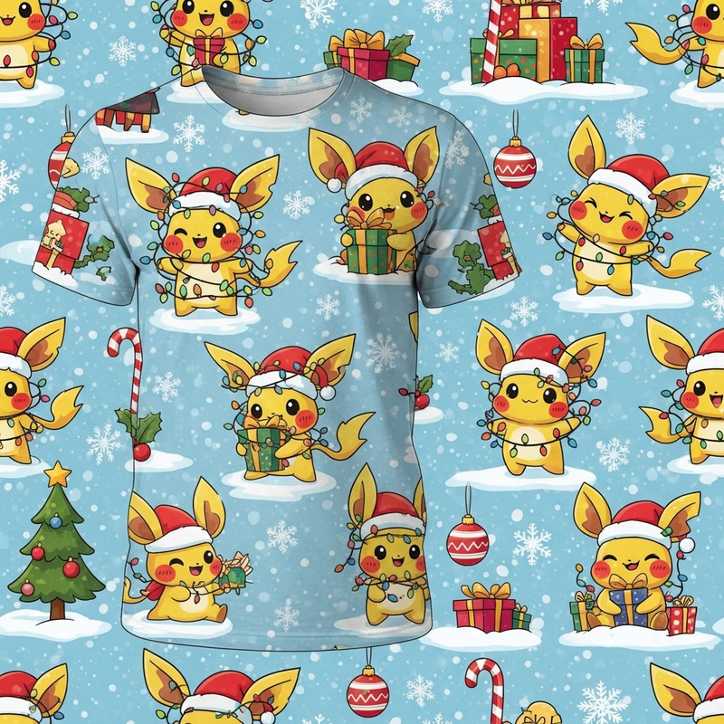 Cute Holiday Pattern with Electric Creature Cute Holiday Pattern with Electric Creature