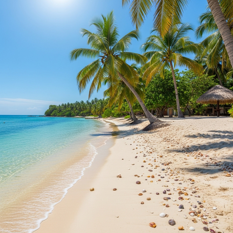Sandy Paradise: Tropical Vibes and Tranquil Beach Scene Sandy Paradise: Tropical Vibes and Tranquil Beach Scene
