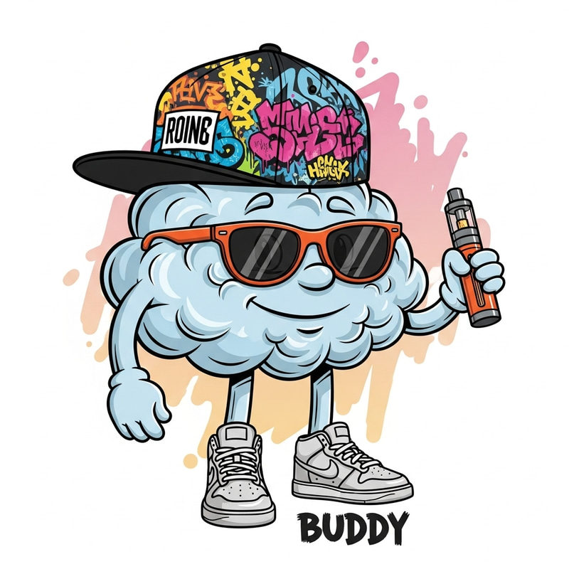 Whimsical Cloud Buddy: Graffiti Style Fun